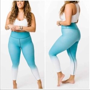 Zyia Active Venom Ombre Metallic Light N Tight Leggings Teal Blue Size 14-16 L.